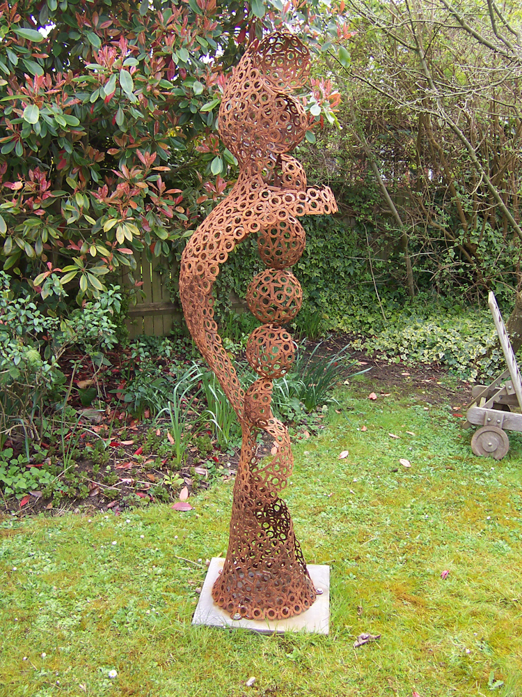 Large abstract figurative metal garden sculpture - Digital Soul 2007
