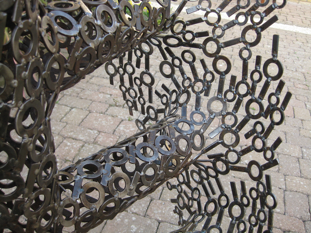 Large abstract spiritual metal garden sculpture - Twist of Faith 2009