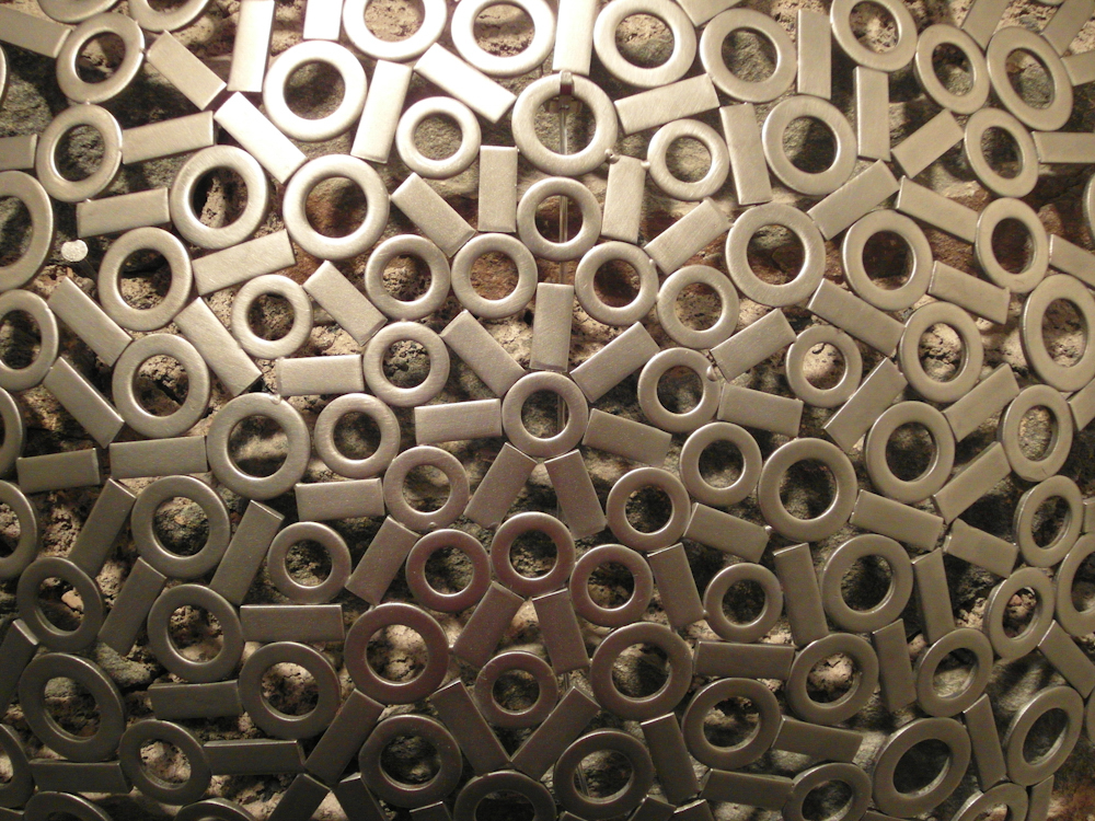 Round stainless steel metal wall art sculpture - Shield 2012 