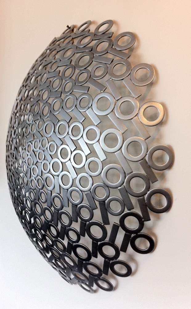 Round stainless steel metal wall art sculpture - Spin 2012